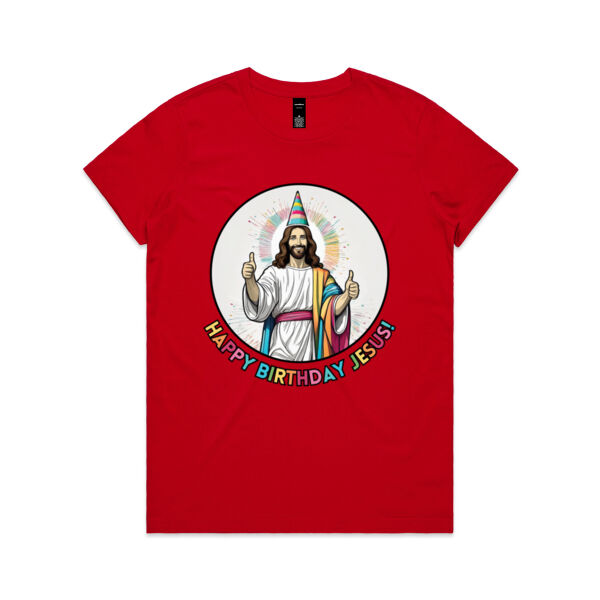 Happy Birthday Jesus 2024 - AS Colour Womens Maple Tee Thumbnail